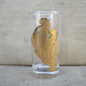 Vintage 22K Gold Pisces Zodiac Glass